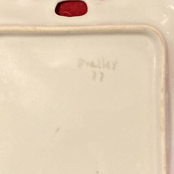 VTG 1977 Handpainted Square China Plate w/Handles-Signed-Purple Florals-8" D-EUC - Picture 5 of 9